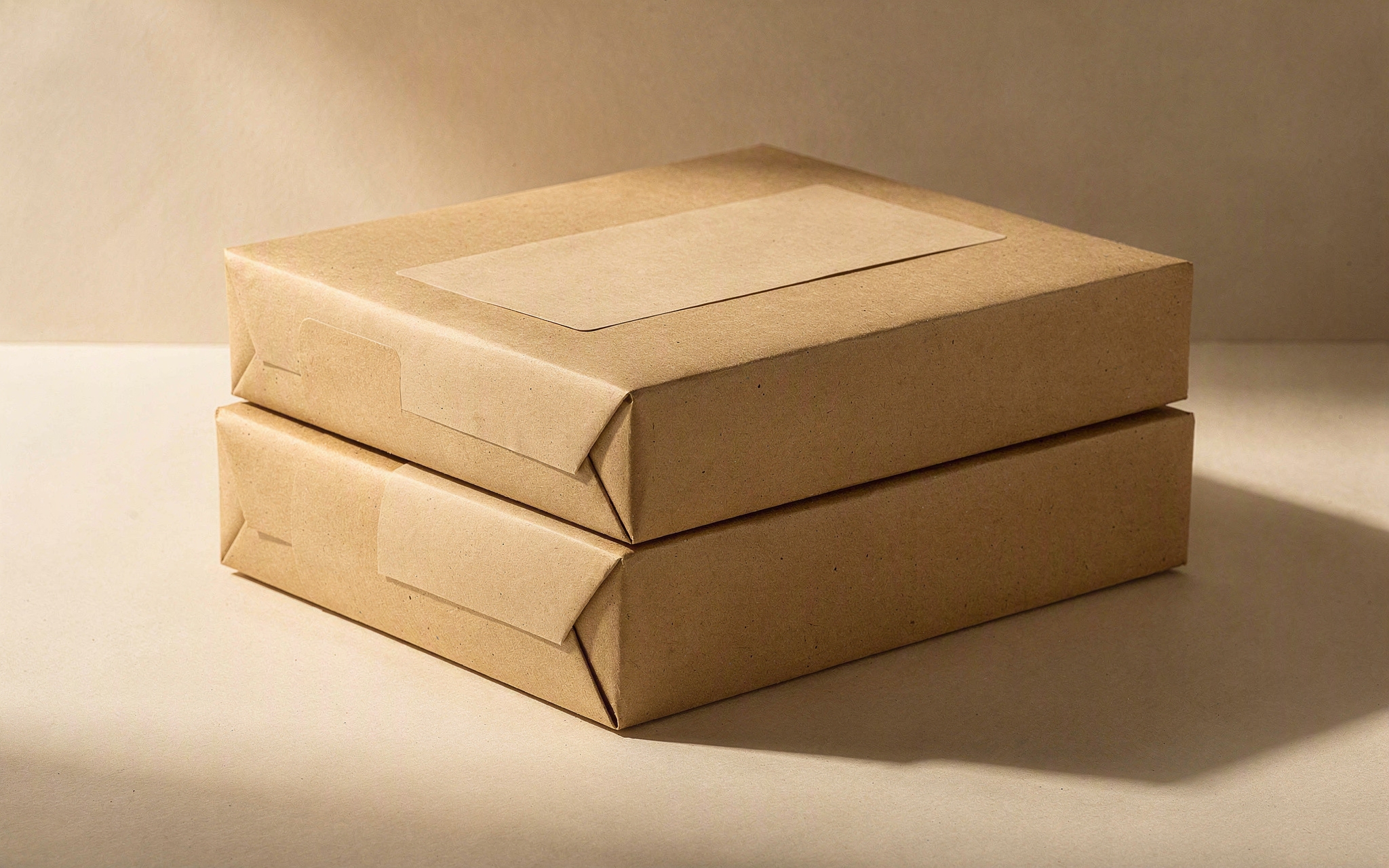 A single sealed kraft parcel on a doorstep