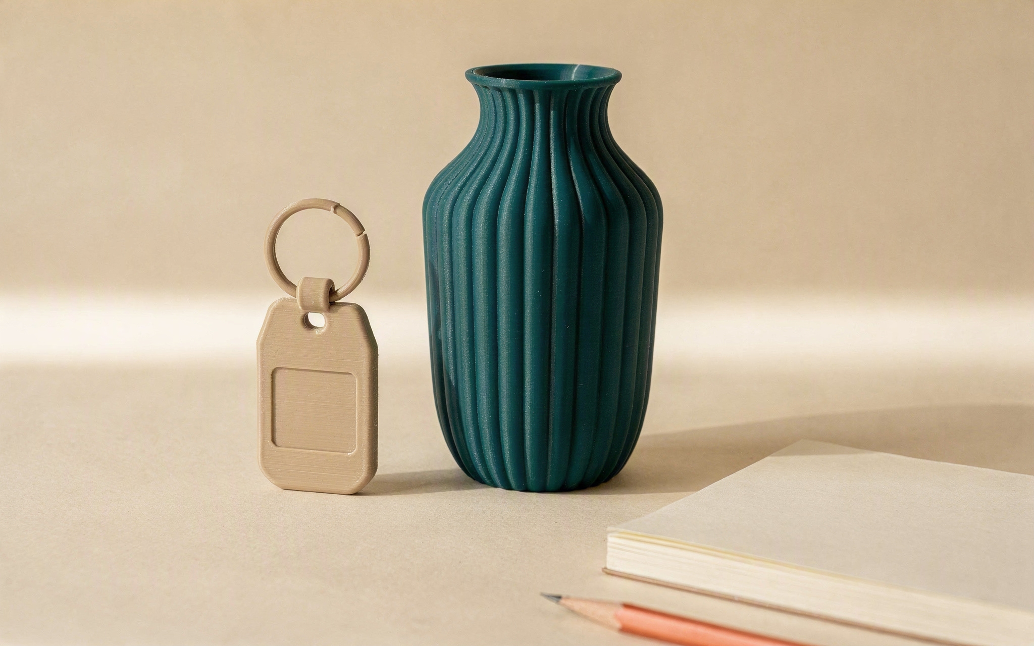 A printed desk organiser on a pale surface