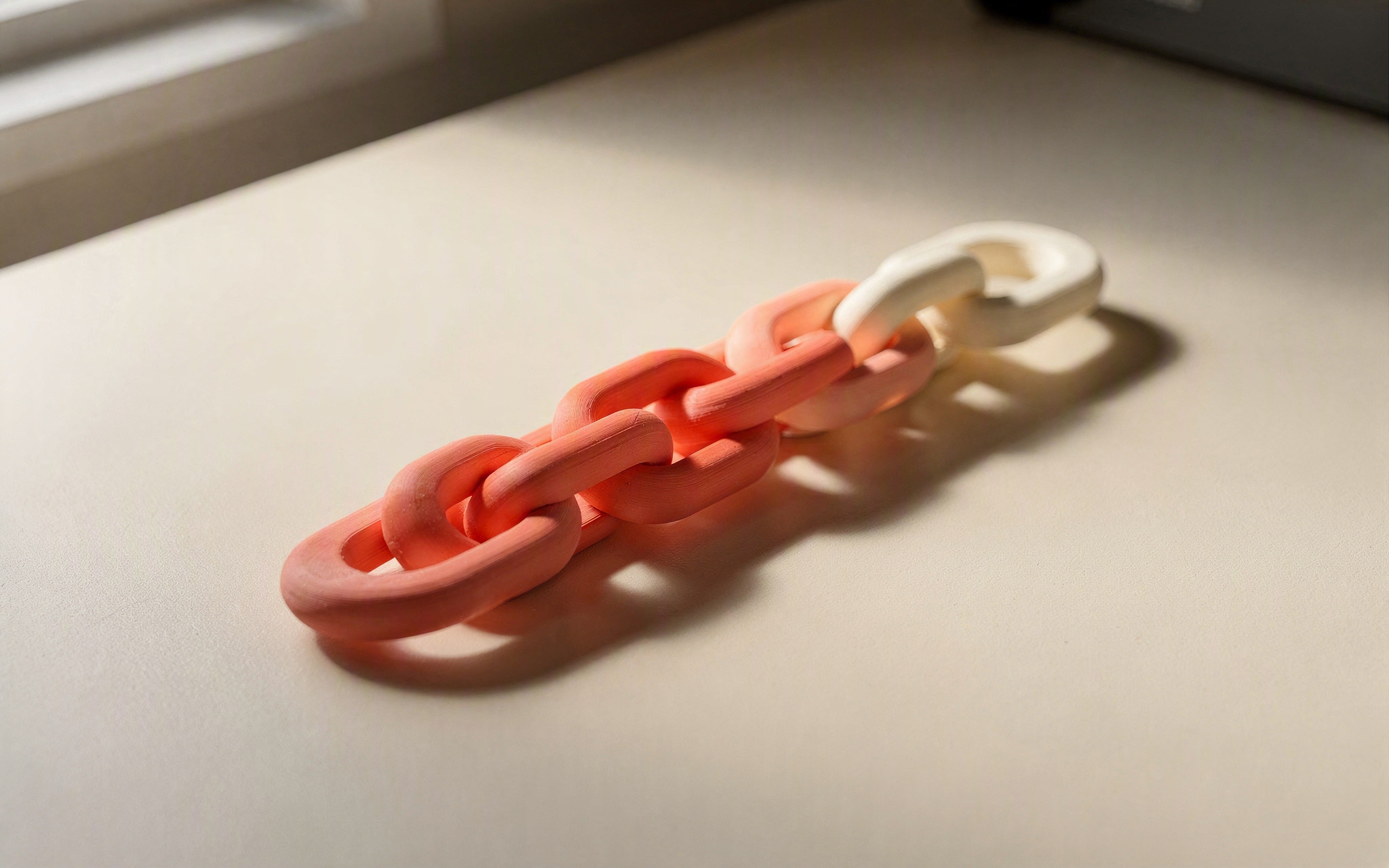 A hand twisting a 3D-printed articulated fidget toy