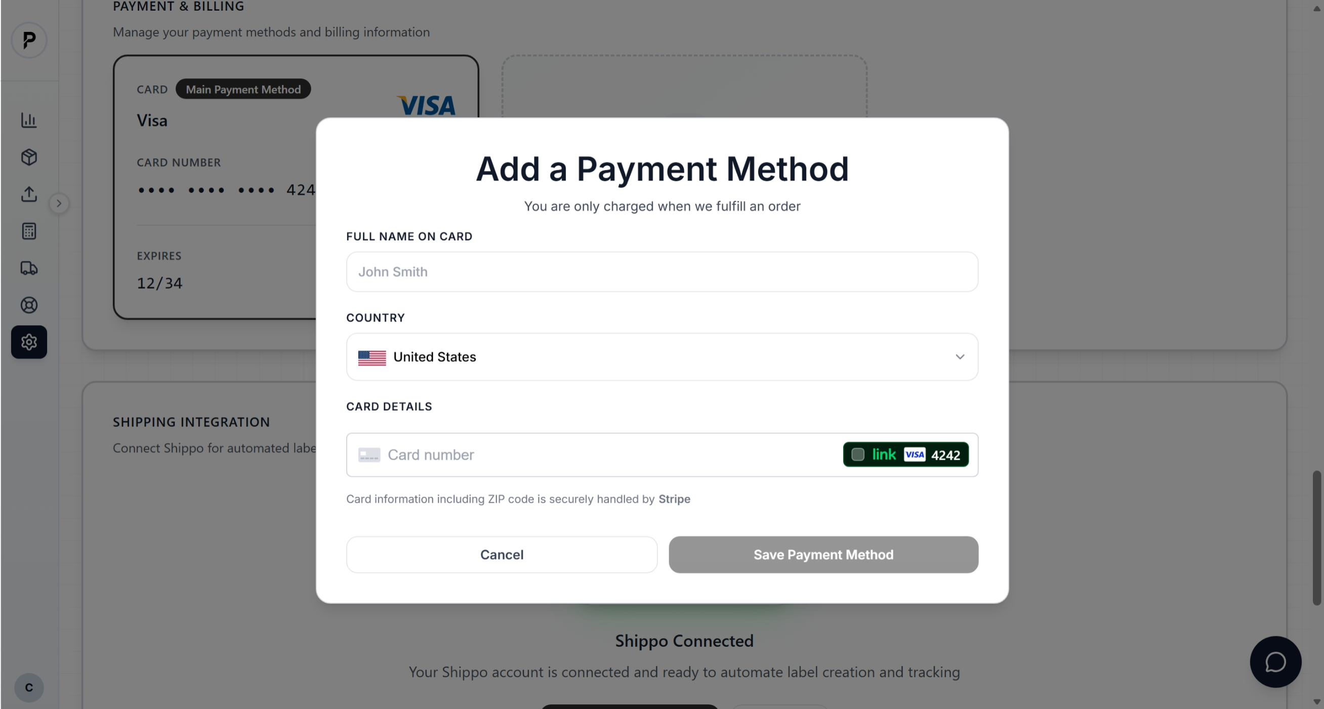 Add card form