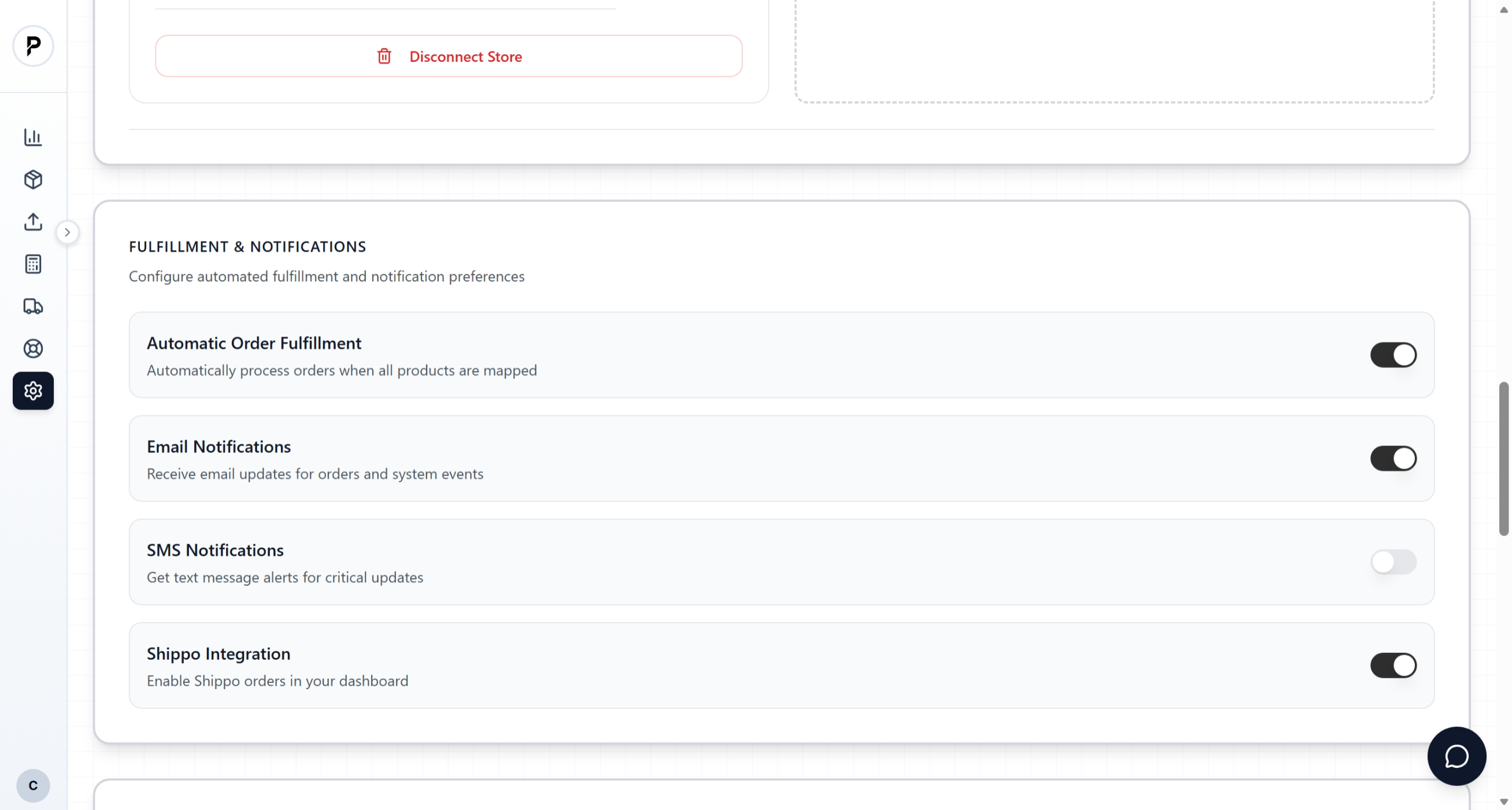 Enable automatic fulfillment toggle