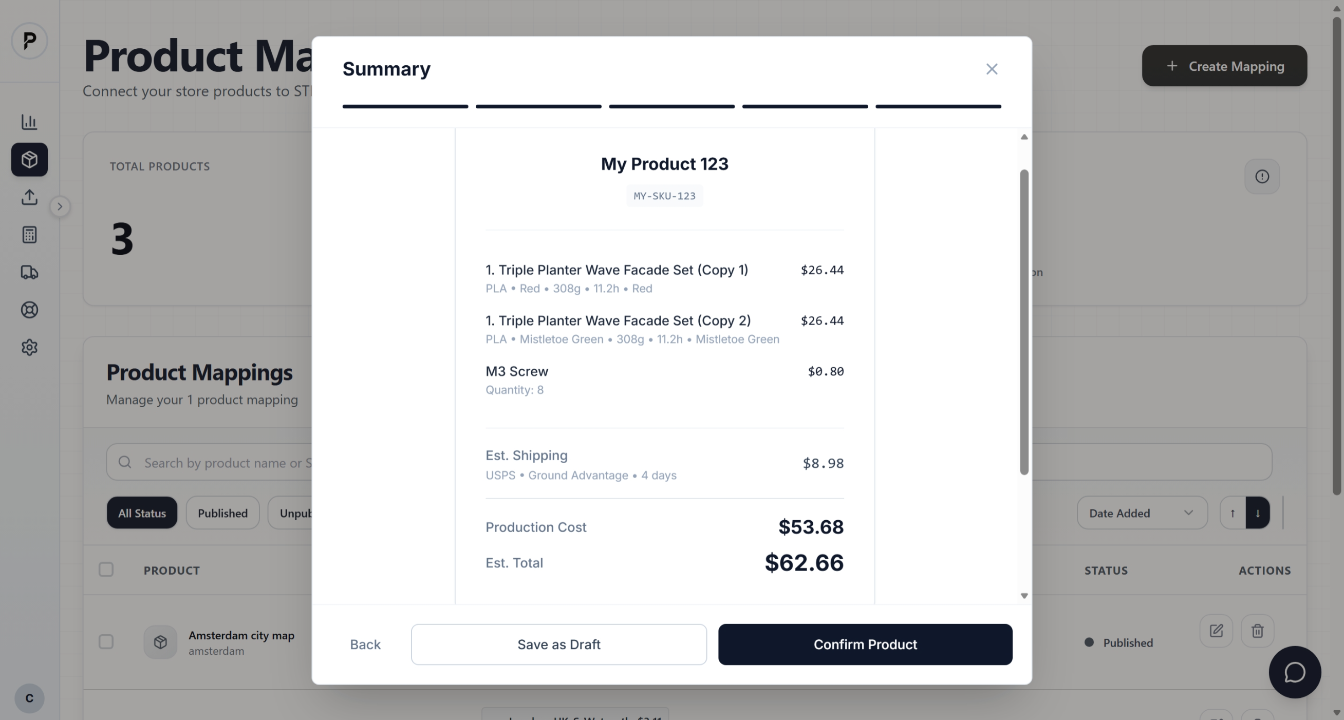 Product saved successfully